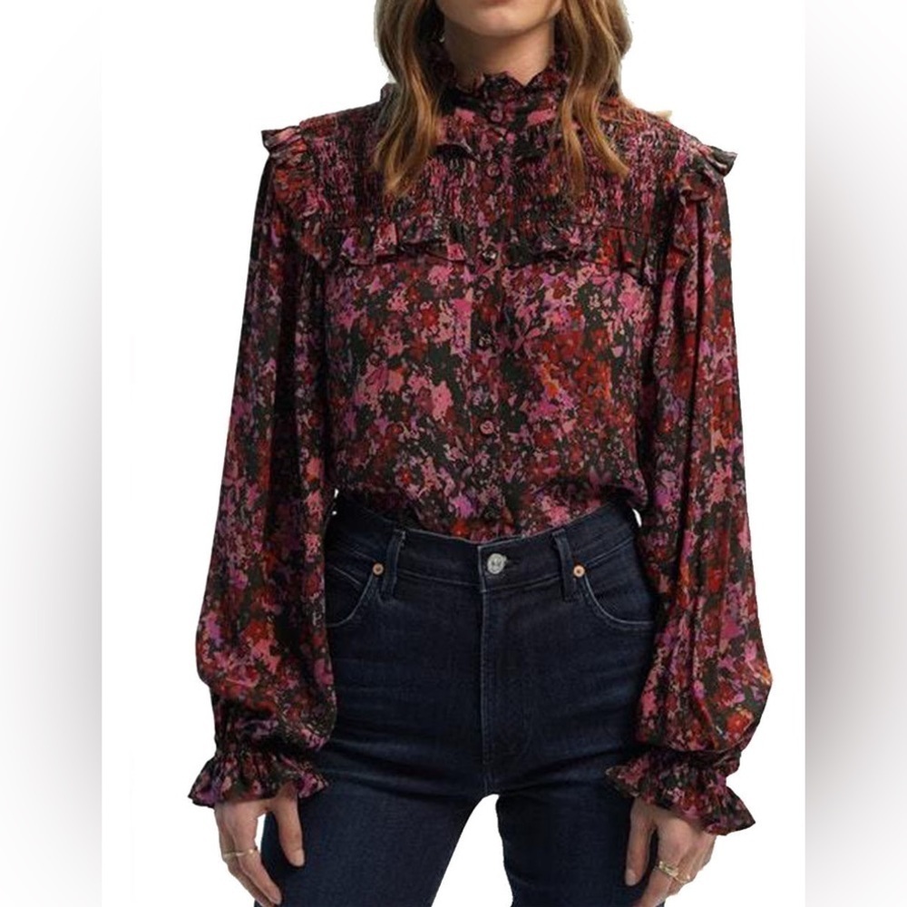 Gilner Farrar Riley Blouse In Midnight Garden